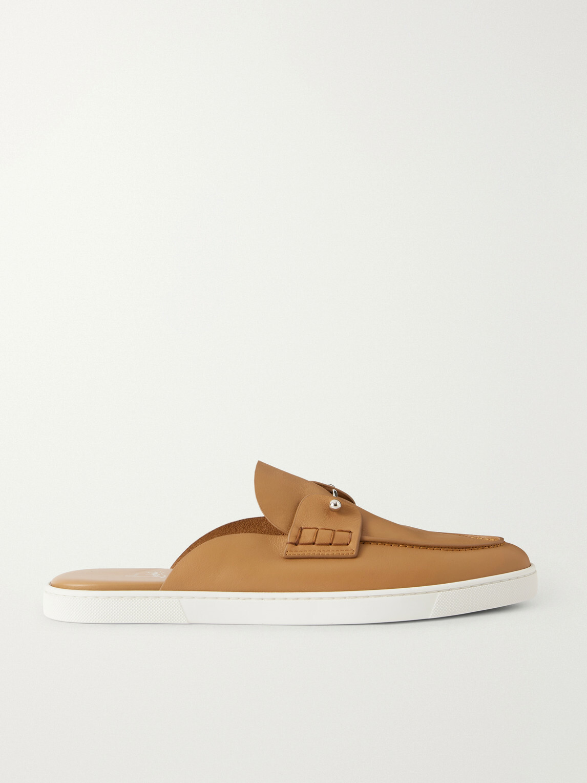 Christian Louboutin - Chanme Embellished Leather Mules - Neutrals