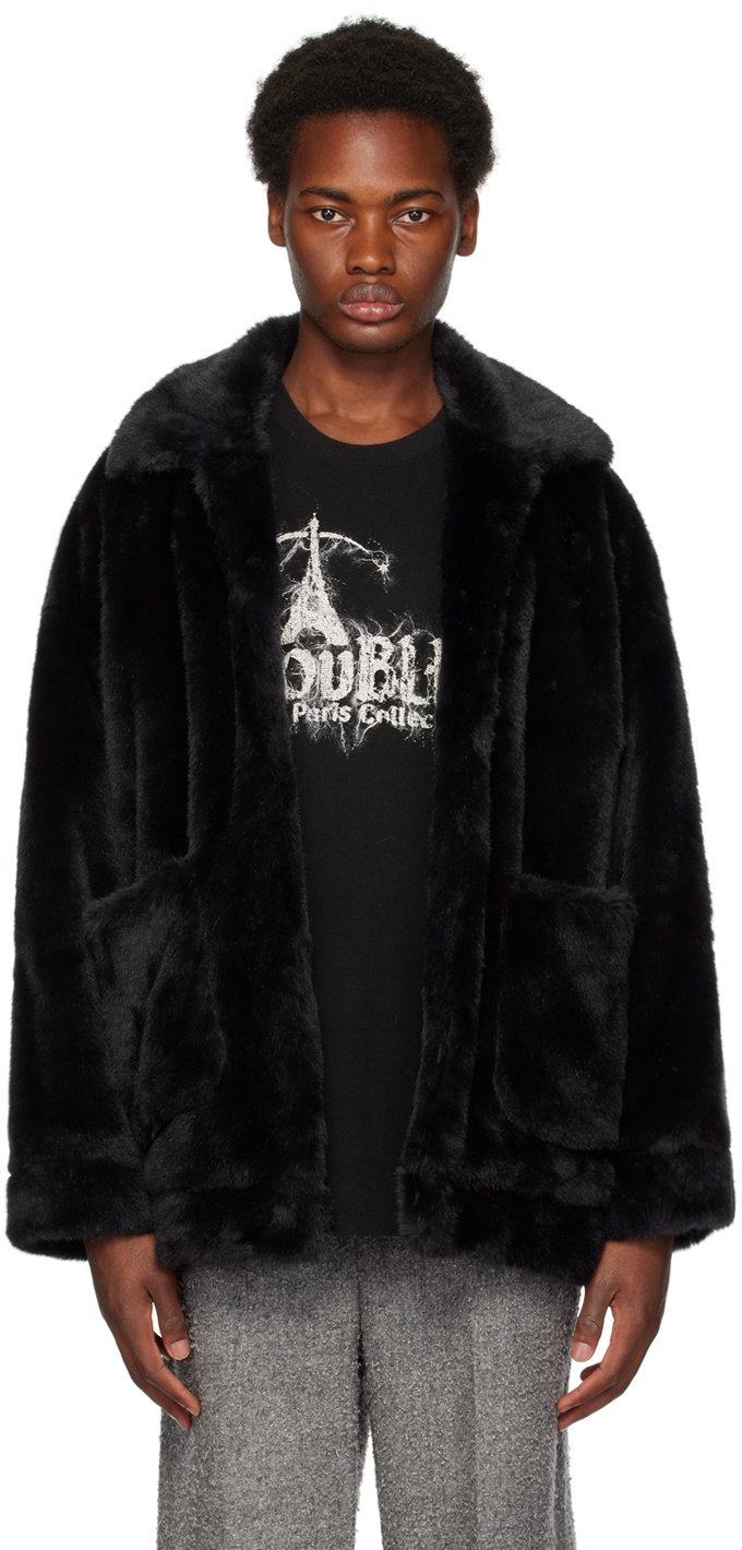 Doublet Black Hand-Painted Faux-Fur Jacket Doublet