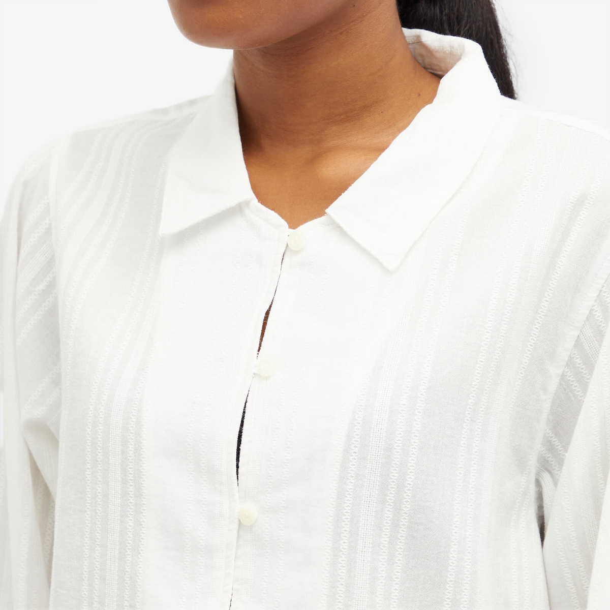 Nudie Jeans Co Women's Nudie Edith Striped Dobby Blouse in Off White
