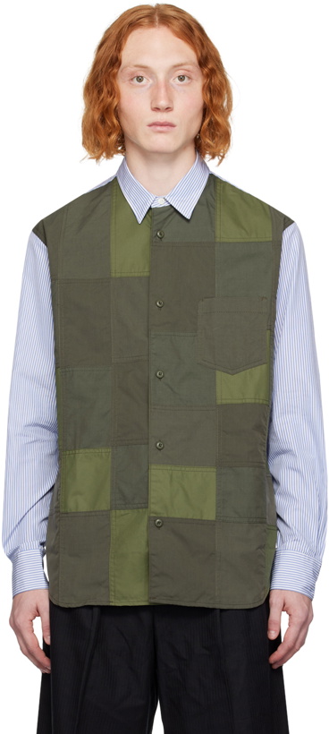 Photo: Comme des Garçons Homme Blue & Green Paneled Shirt