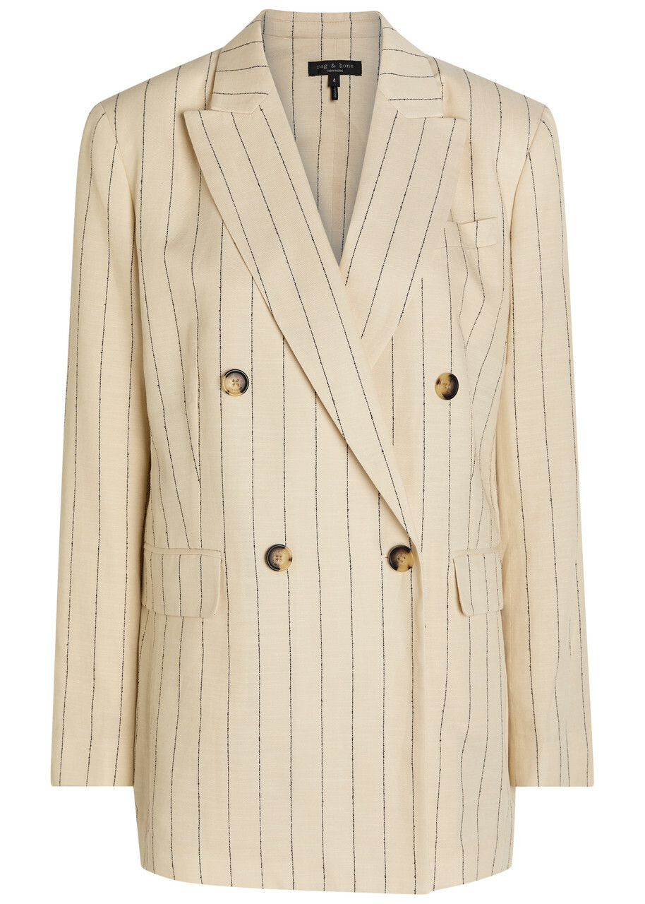 Rag & Bone Emile Pinstriped Double-breasted Blazer White