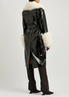 Kitri Simone Faux Shearling-trimmed Vinyl Coat Black