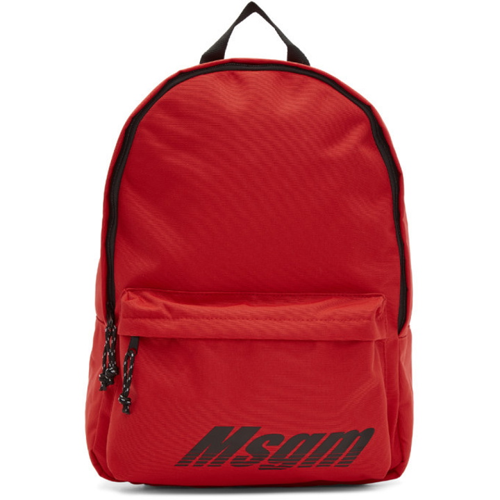 Photo: MSGM Red Logo Print Backpack