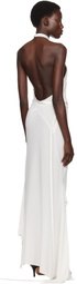 AARON ESH White Asymmetric Halter Maxi Dress