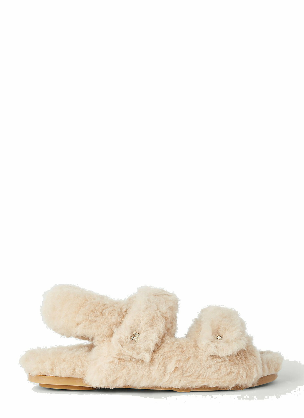 Max Mara - Sandya Shearling Sandals in Beige Max Mara