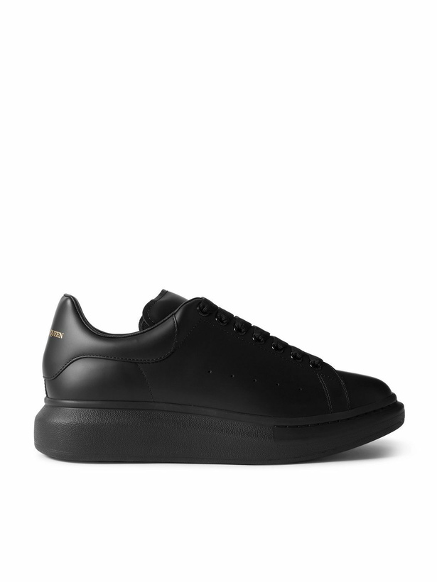 Photo: McQueen - Exaggerated-Sole Leather Sneakers - Black