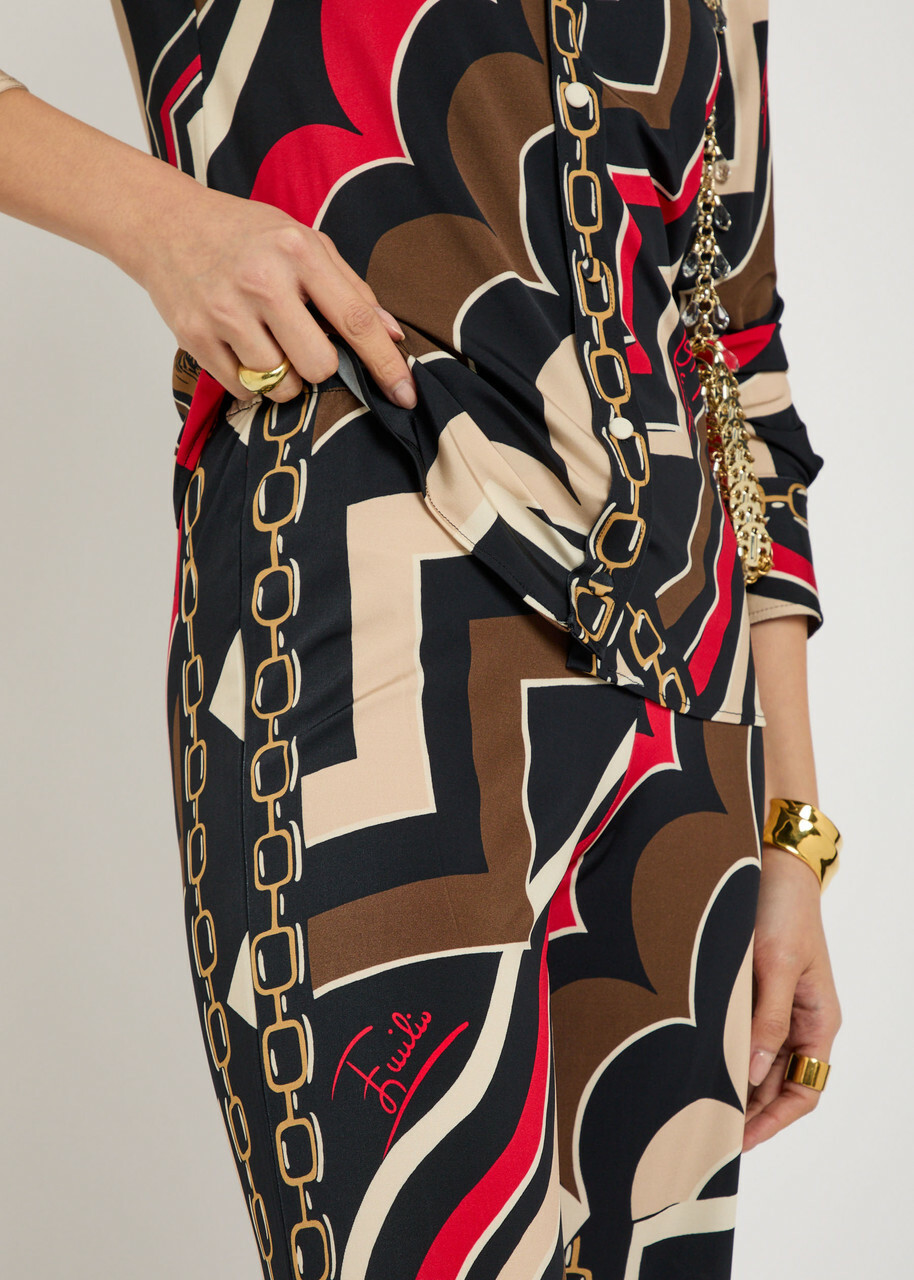 Pucci Istrice Printed Satin Trousers Red