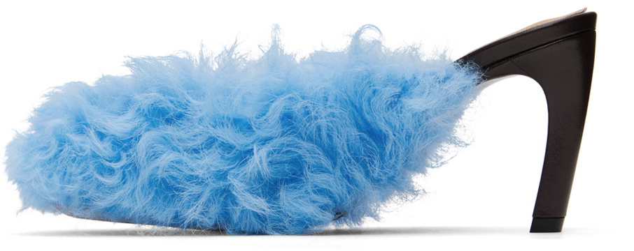 Dries Van Noten Blue Furry Heels Dries Van Noten