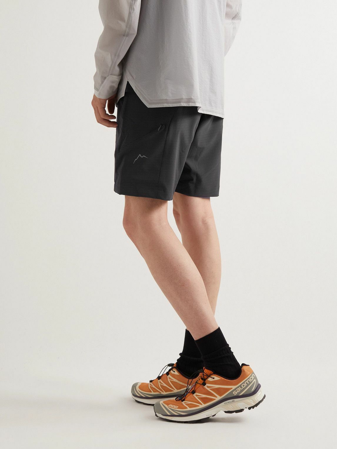 CAYL - Flow Straight-Leg Belted Logo-Print Ripstop Shorts - Gray CAYL