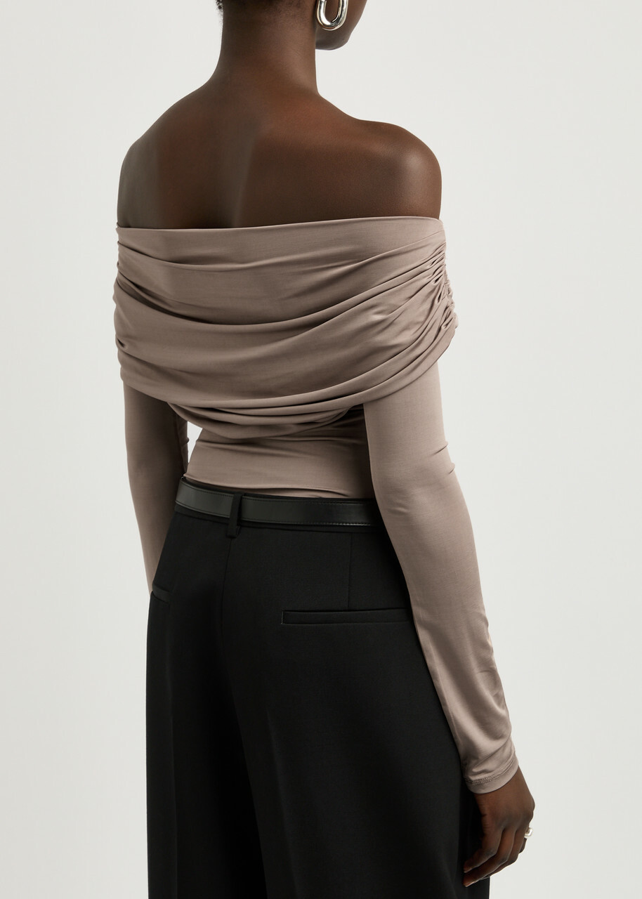 Paris Georgia Axel Cut-out Stretch-jersey top Brown