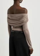 Paris Georgia Axel Cut-out Stretch-jersey top Brown