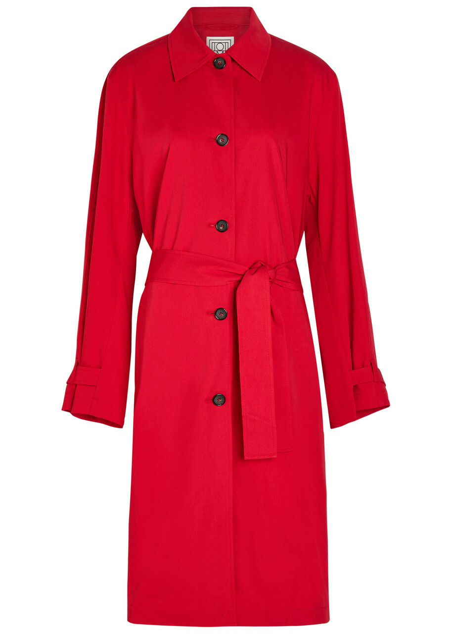 Toteme Belted Cotton Trench Coat Red