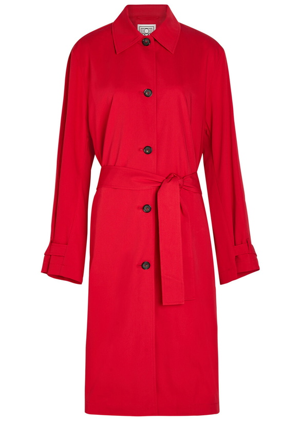 Photo: Toteme Belted Cotton Trench Coat Red