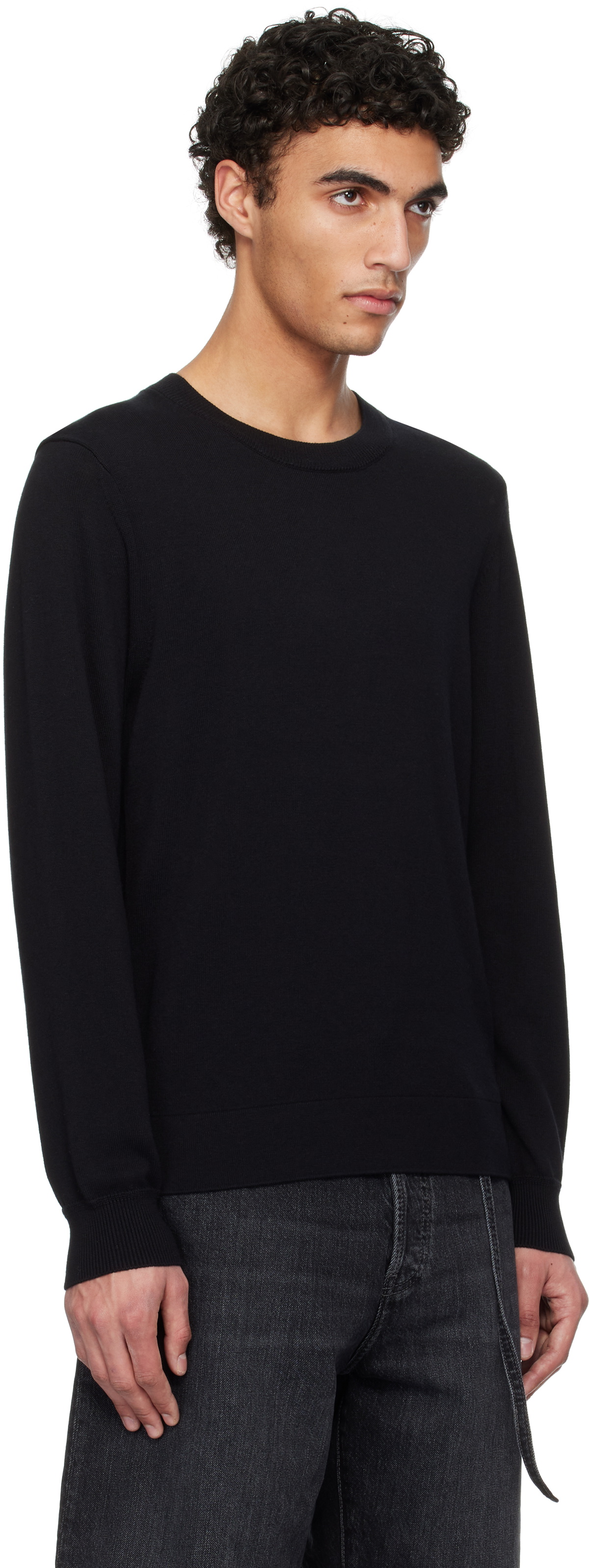 Reigning Champ Black Cotton Cashmere Riviera Crewneck Sweater