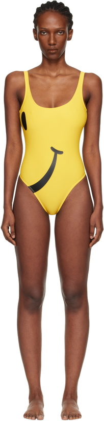 Photo: Moschino Yellow Smiley Lycra One-Piece Swimsuit