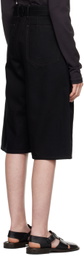 LEMAIRE Black Twisted Belted Denim Shorts