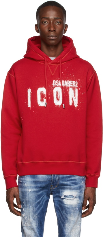 Photo: Dsquared2 Red Icon Spray Hoodie