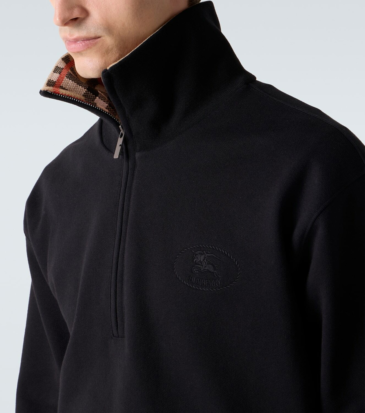Burberry Burberry Check cotton jersey half-zip sweatshirt