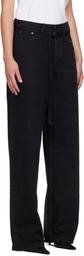 032c Black Down To Earth Wide Leg Jeans