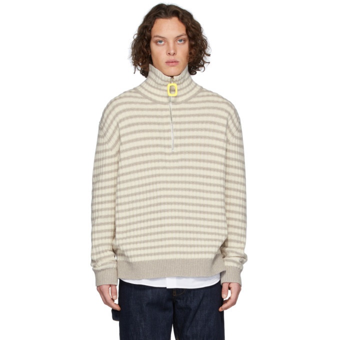 Photo: JW Anderson Grey and Off-White Striped Neckband Sweater