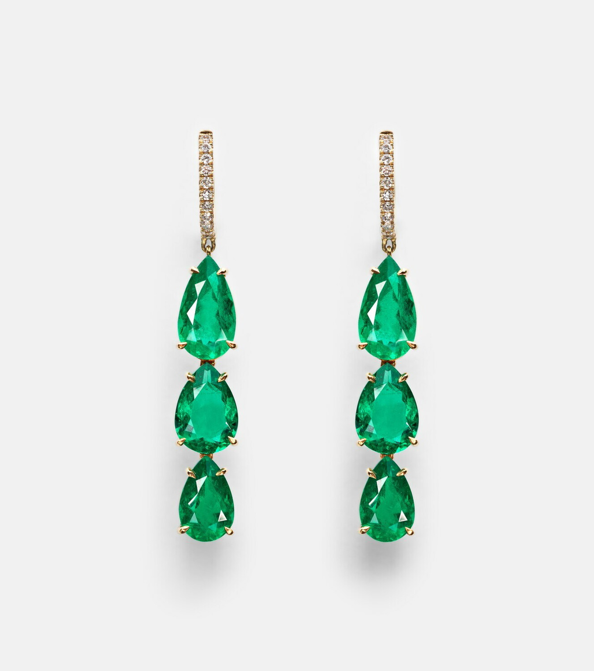 Anita Ko Anya 18kt gold drop earrings with diamonds and emeralds