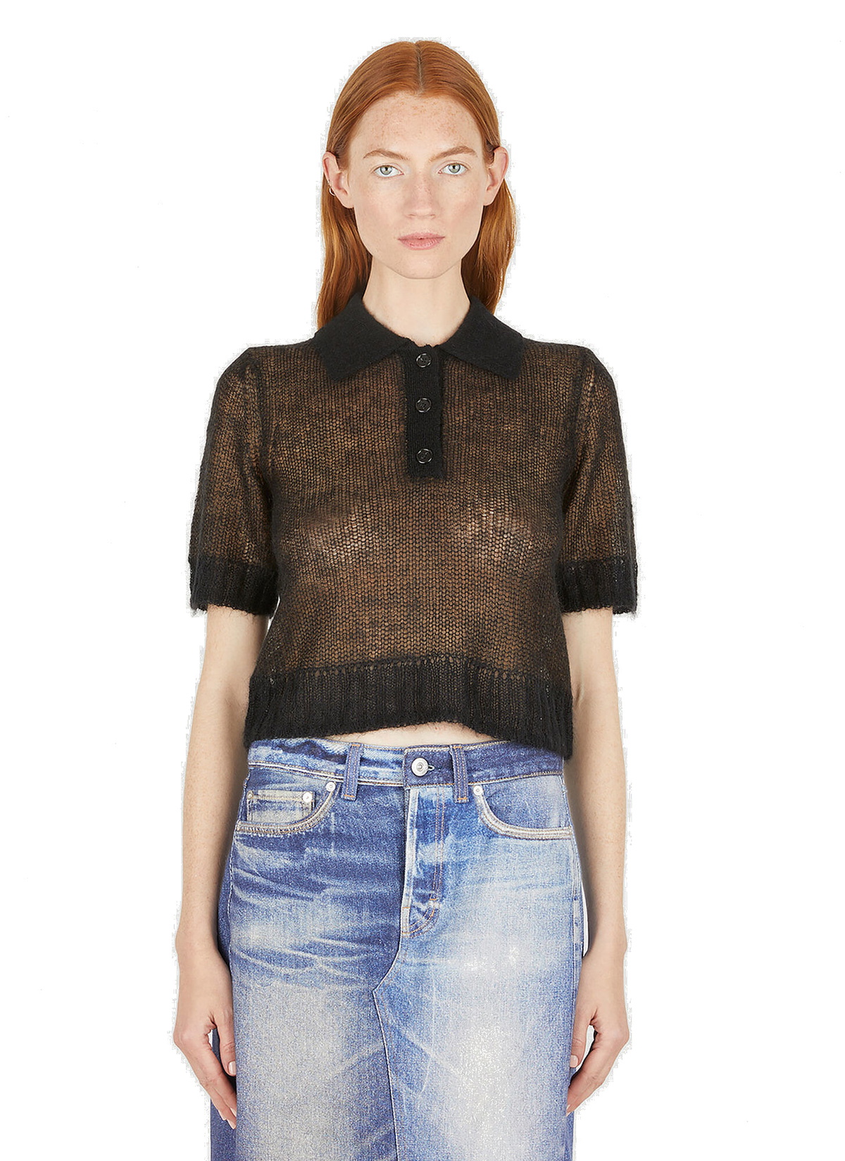【送料&関税込】Acne Studios Sheer Knit T-shirt Acne Studios Acne Studios Sheer Knit T-Shirt schwarz | T-Shirt