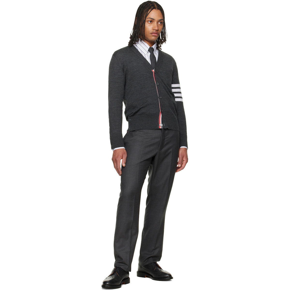 Thom Browne Gray Merino Wool 4-Bar Classic Cardigan