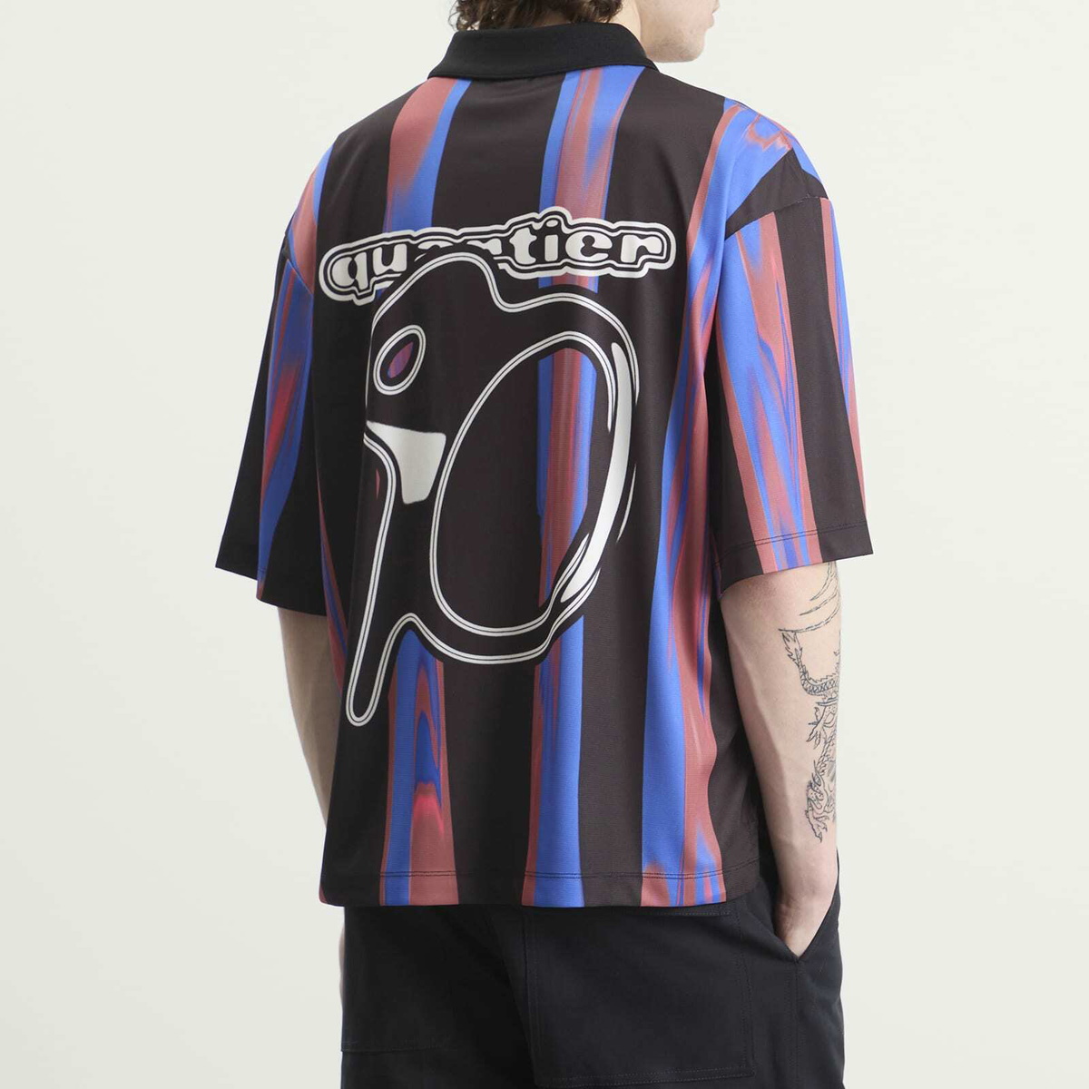 Le Père Men's Sports Jersey in Blue/Black Stripe