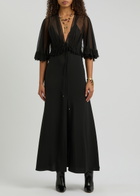 Chloe Ruffled Silk-chiffon and Crepe Maxi Dress Black