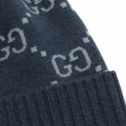 Gucci Men's GG Logo Cashmere Beanie in Navy/Sky Blue