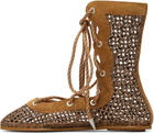 Kiko Kostadinov Brown Reticella Lace Up Ballerina Flats