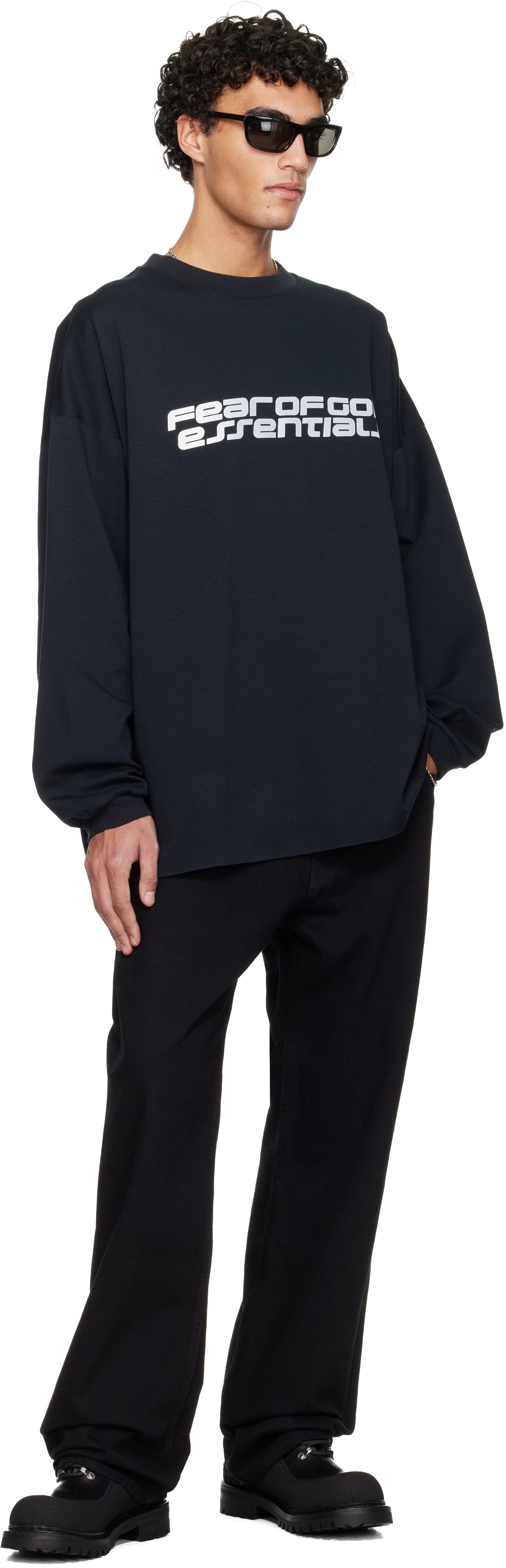 Fear of God ESSENTIALS Black Holiday Ponte 90s Long Sleeve T-shirt