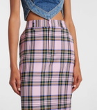 Area Plaid wool midi skirt