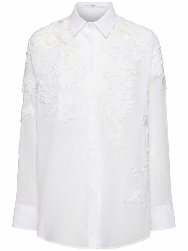 Photo: ERMANNO SCERVINO Flower Embroidered Cotton Shirt