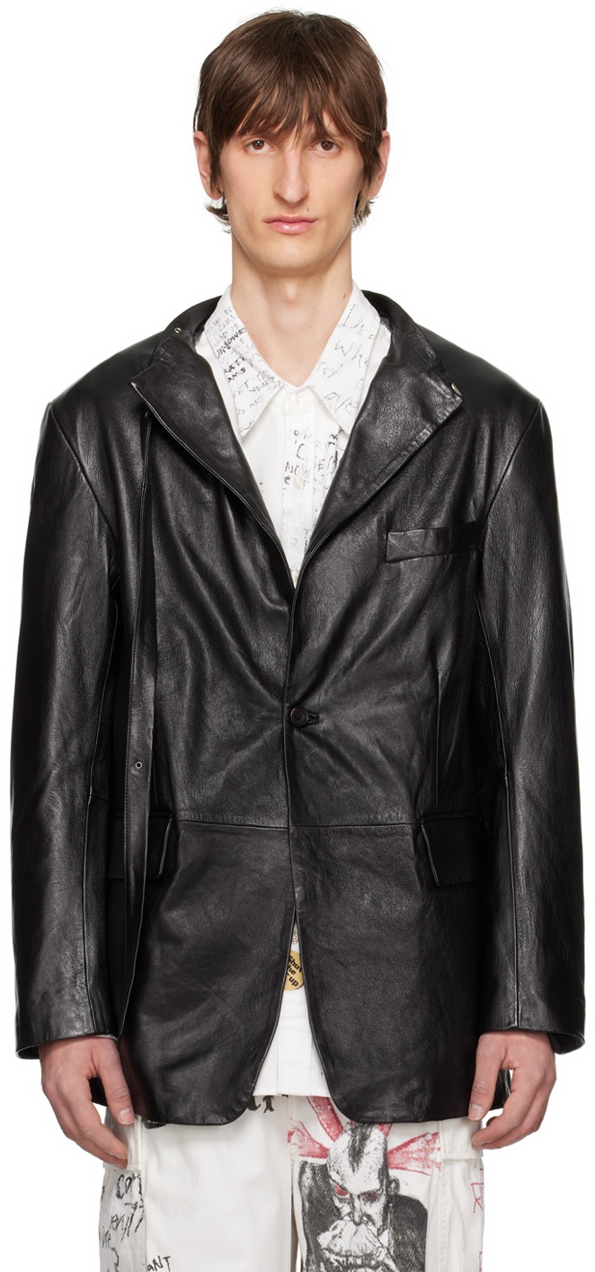 Photo: R13 Black Belt Collar Leather Jacket