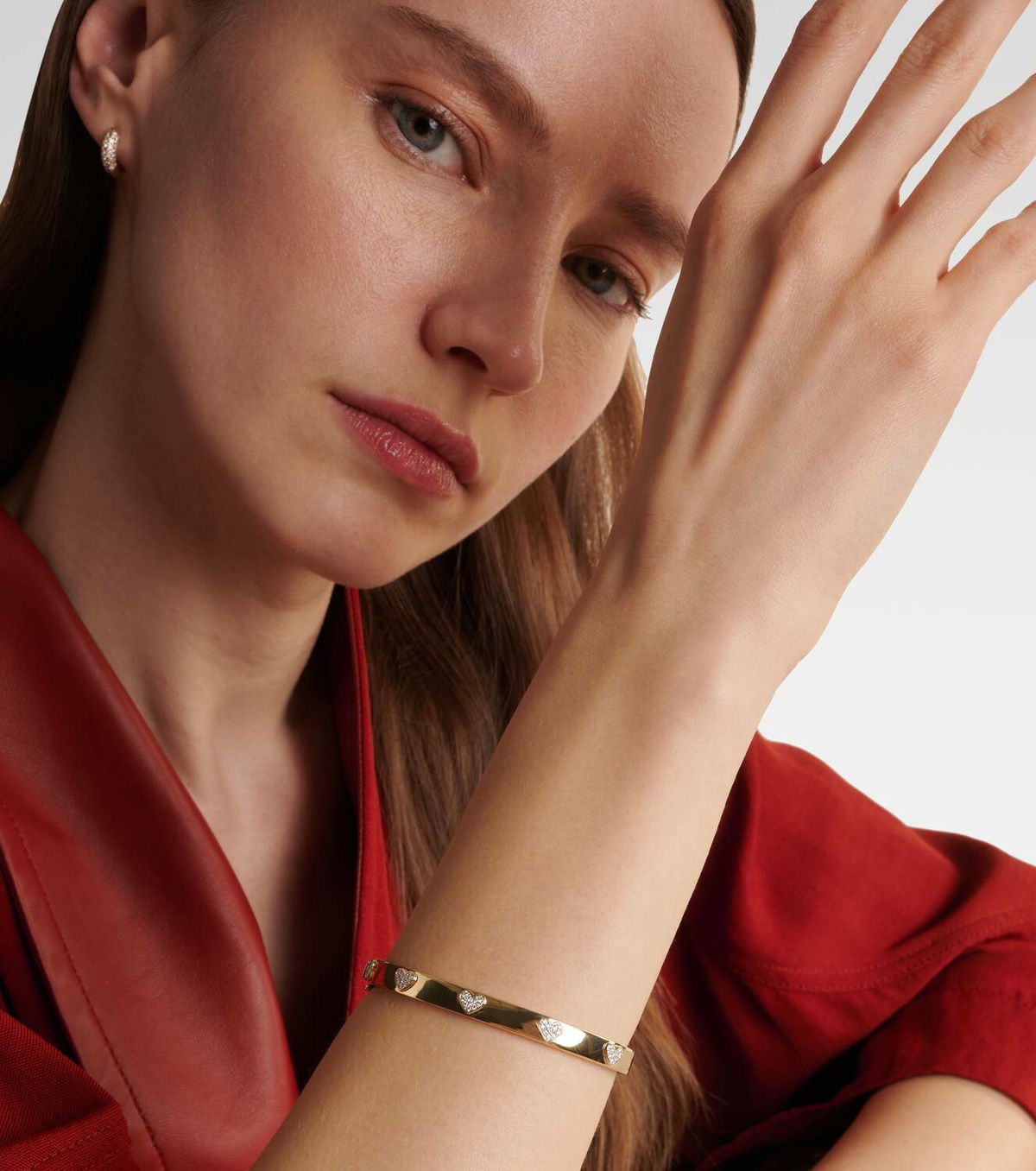 Sydney Evan Heart 14kt gold bangle with diamonds