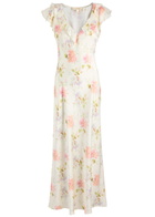 Loveshackfancy Kingley Floral-print Silk-satin Maxi Dress Cream