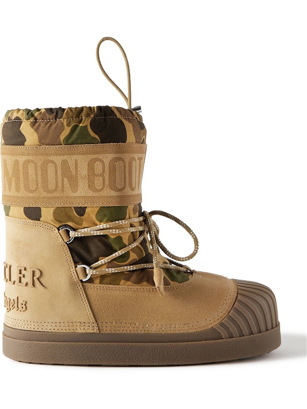 Photo: Moncler Genius - 8 Moncler Palm Angels Moon Boot Shedir Fleece-Lined Camouflage-Print Canvas and Suede Snow Boots - Brown