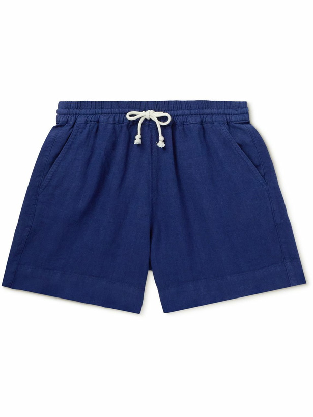 Photo: La Paz - Pestana Straight-Leg Linen Drawstring Shorts - Blue
