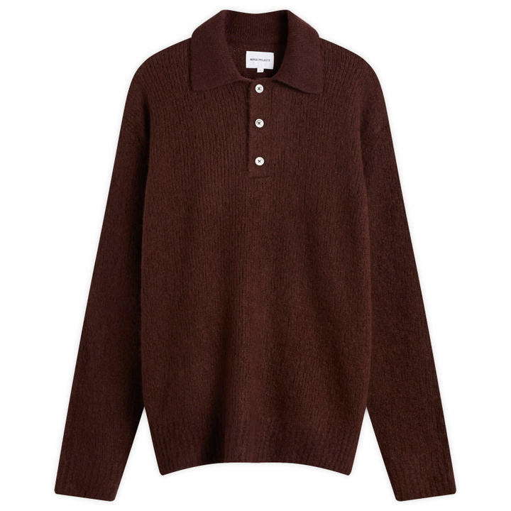 Photo: Norse Projects Men's Rasmus Relaxed Brushed Polo in Mahogany