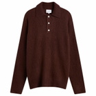 Norse Projects Men's Rasmus Relaxed Brushed Polo in Mahogany