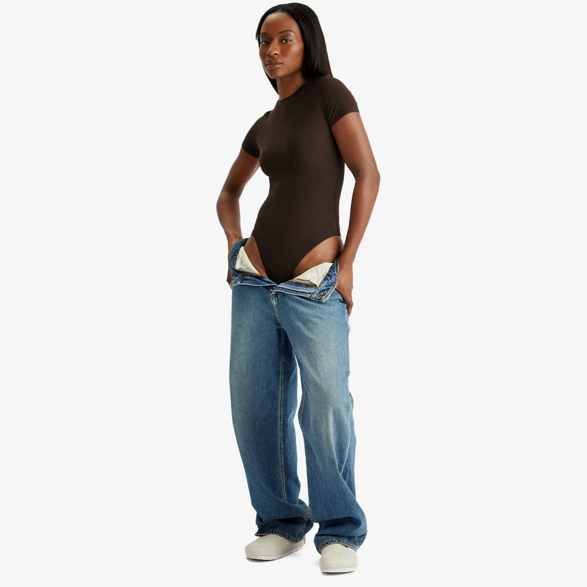 SKIMS Women's Fits Everybody T-Shirt Bodysuit in Cocoa