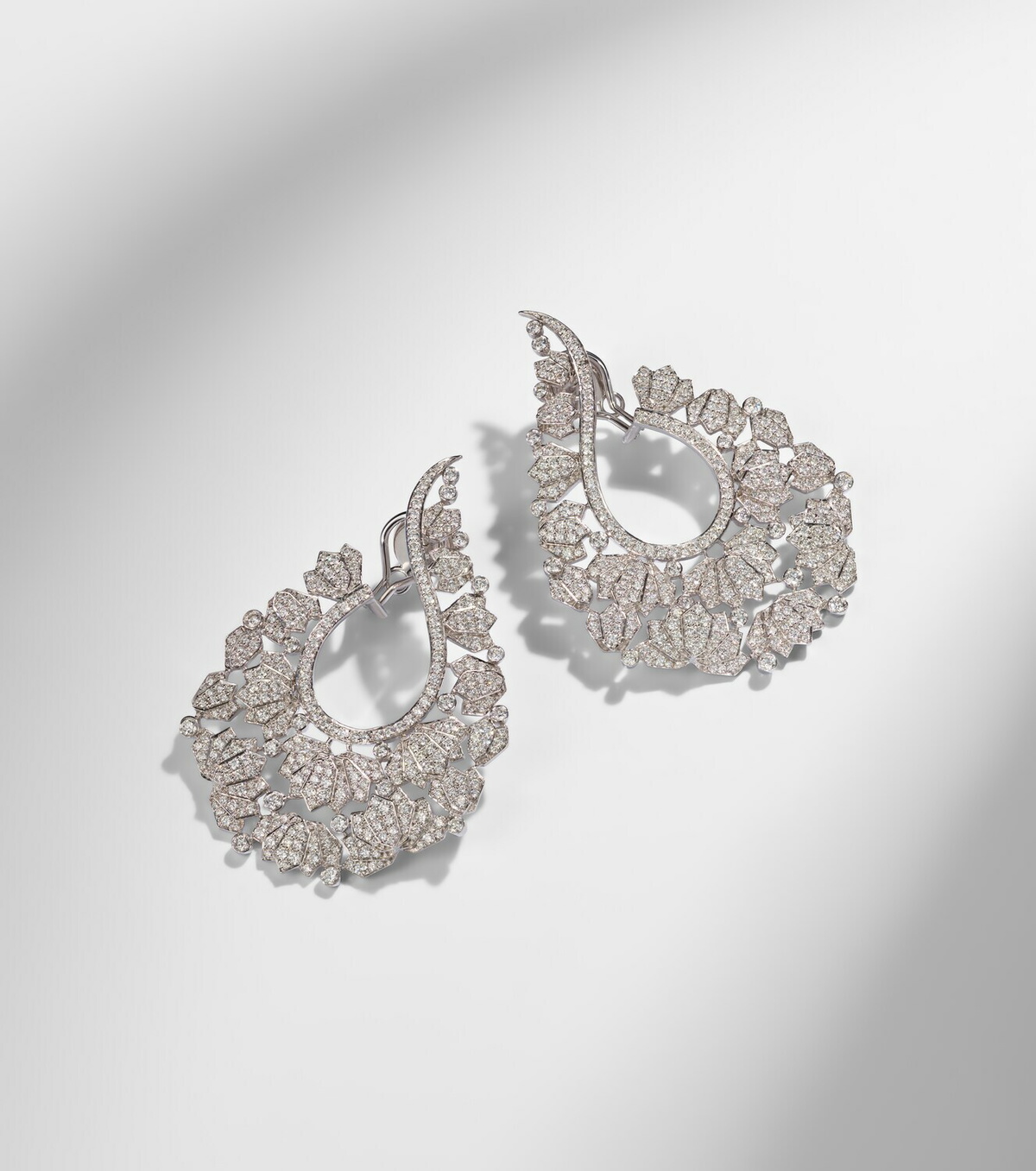 Ananya Scatter Lotus 18kt white gold earrings with diamonds