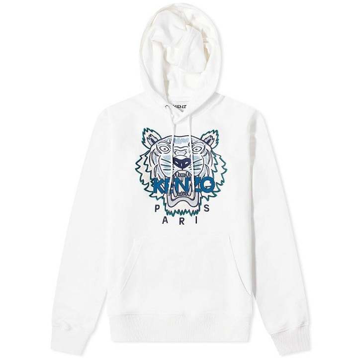 Photo: Kenzo Men's Embroidered Tiger Popover Hoody in White