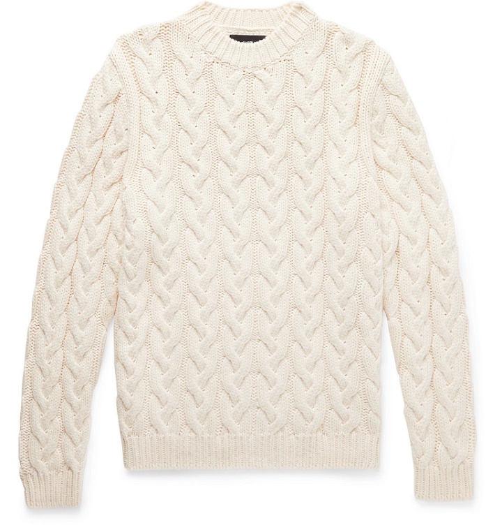 Photo: Alanui - Cable-Knit Cotton-Blend Sweater - Neutrals