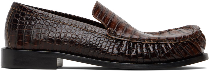 Photo: Dries Van Noten Brown Embossed Leather Loafers