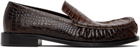 Dries Van Noten Brown Embossed Leather Loafers
