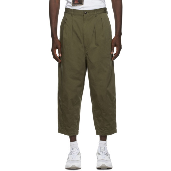 Photo: Comme des Garcons Homme Khaki Canvas Wide-Leg Trousers