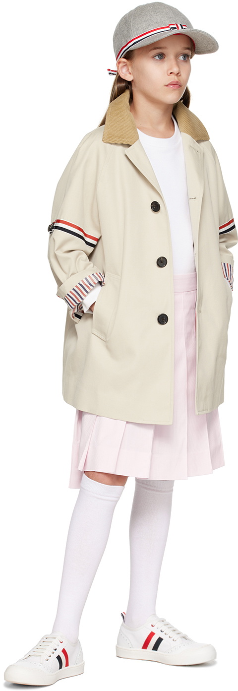 Thom Browne Kids Beige Grosgrain Armband Coat Thom Browne