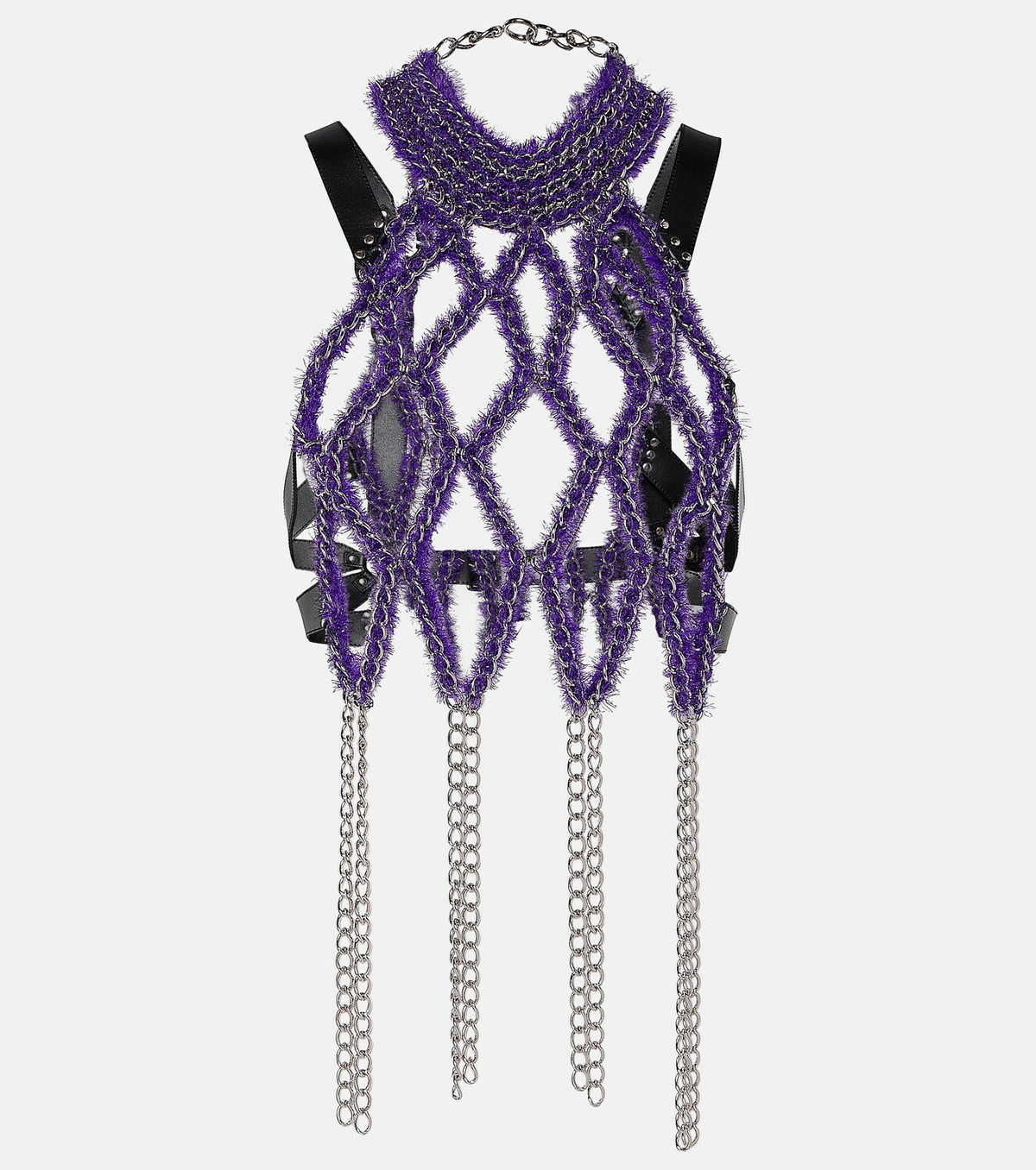 Noir Kei Ninomiya Chain-detail faux leather top Noir Kei